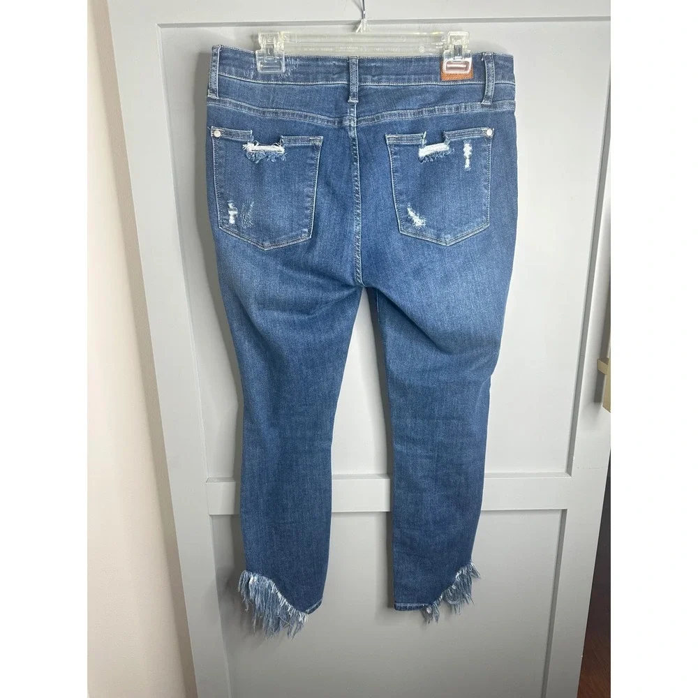 Judy Blue Distressed Skinny‎ Jeans Frayed Hem Women's Size 11/30